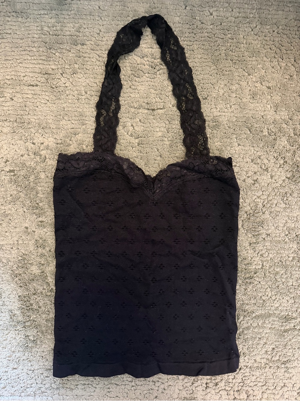 Black Lace Halter Tank Top